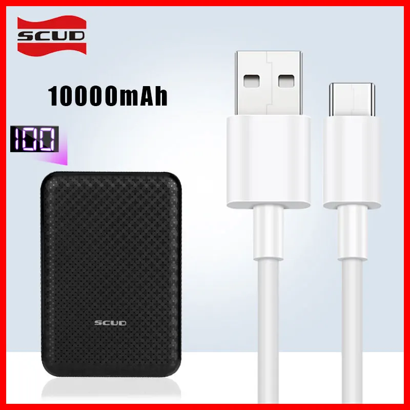 Scud мини внешний аккумулятор 10000 мАч + 2 м micro USB кабель со светодиодным цифровым