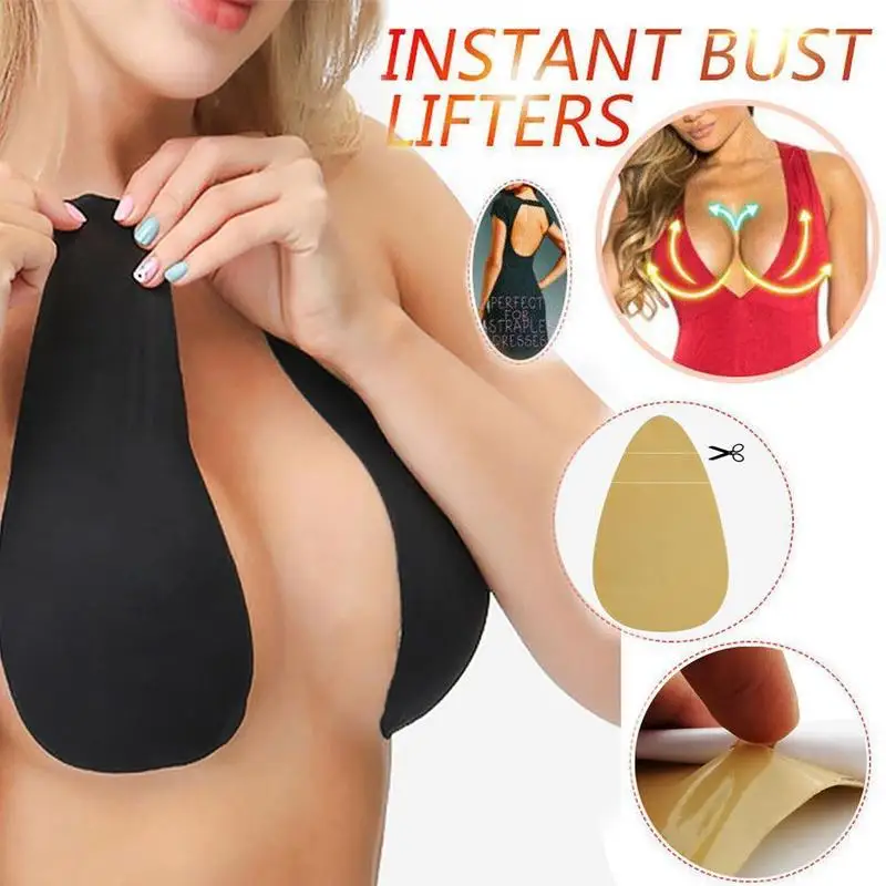 

Strapless Adhesive Bra Self Adhesive Nipple Breast Pasties Cover Reusable Silicone Invisible Lingerie Pad Enhancers Push Up Bra