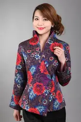 Бесплатная доставка Оптовая и розничная продажа красный новый китайский Для женщин шелковый атлас куртка весенние цветы пальто Размеры