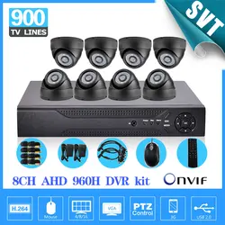 8-канальный видеонаблюдения DVR HVR комплект 8 шт. 900tvl безопасности в помещении купольная камера 8ch AHD 960 H видеорегистратор система HDMI 1080 P SK-160