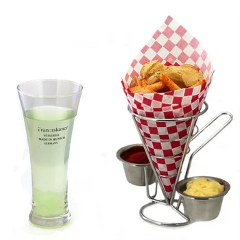 

Popcorn Cup Chicken Frame French Fries Stand Stainless Steel Shelf Restaurant Dessert Basket Chip Holder Taper Kitchen Utensils