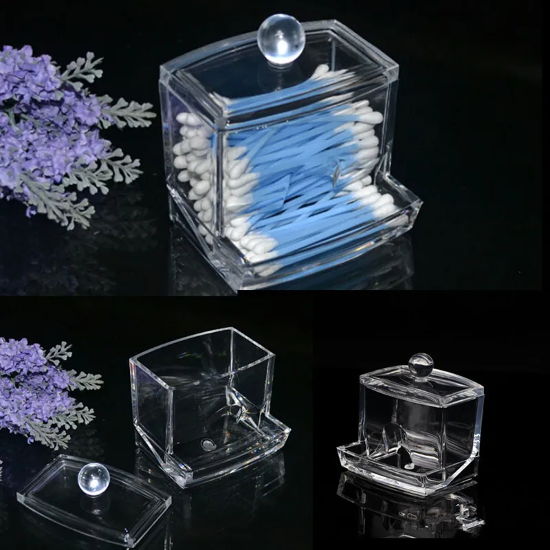 Acrylic Make Up organizer Transparent Cotton Swab Storage Box Storage Case Portable Container Makeup Organizer Acrylic Container