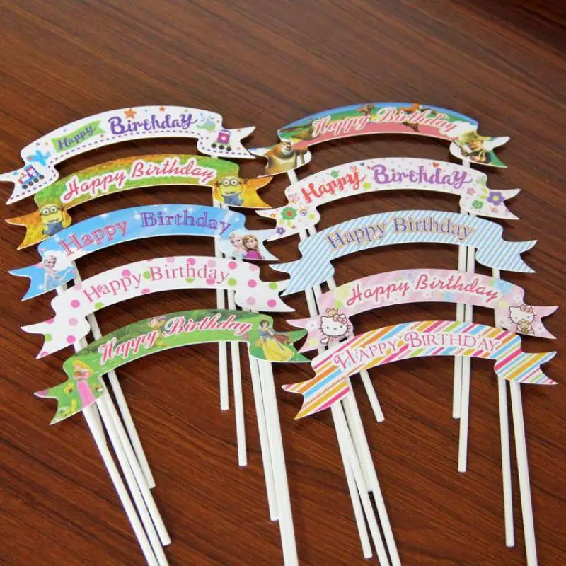 

50sets Happy Birthday Cupcake Toppers To Chose Picks Baby Shower Kids Birthday Cake Decor Party Supplies Bautizo Patisserie