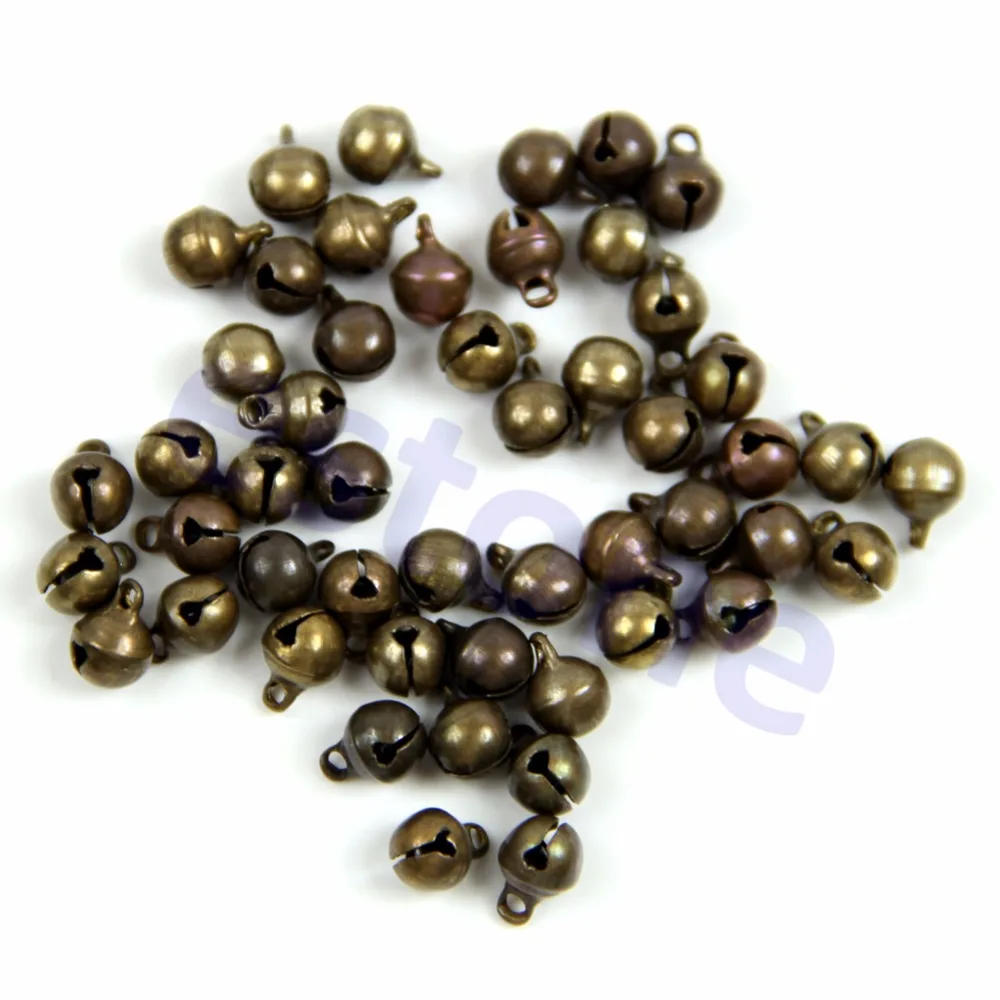 

50Pc Vintage Alloy Bronze Color Small Jingle Bell Pendant Charm Jewelry Findings