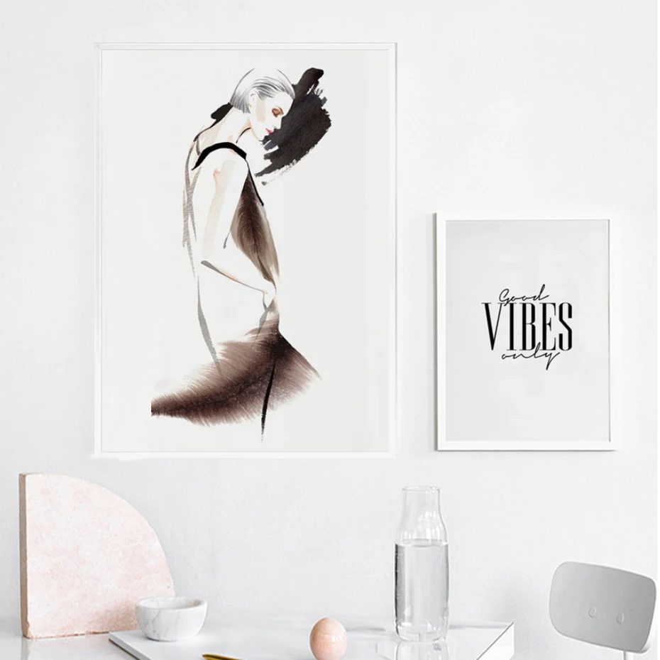 

Abstract Modern Girl Home Decoration Vibes Quotes Canvas Painting Posters Prints Wall Art Pictures for Girl's Bedroom Unframed