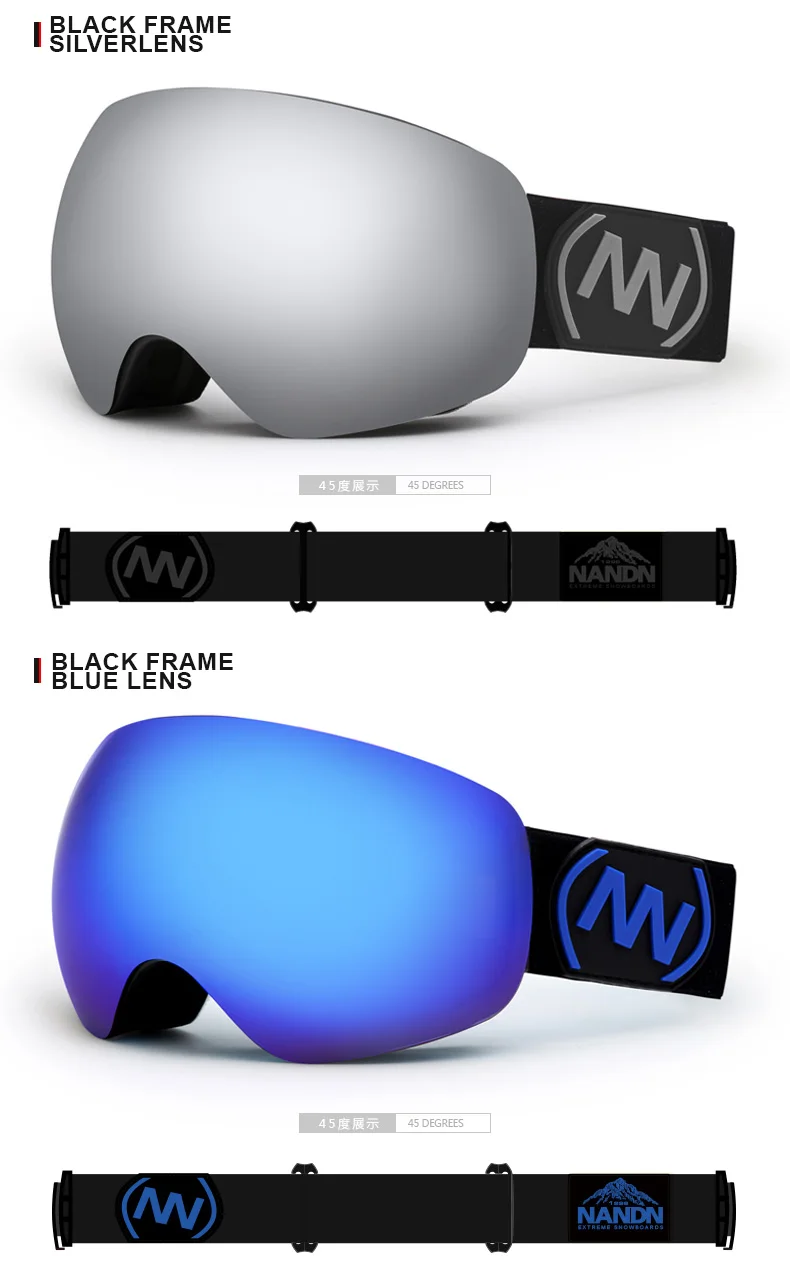 NANDN бренд лыжные очки двойные линзы большие сферические UV400 Анти-туман взрослых Сноуборд Лыжный очки для женщин мужчин снег очки