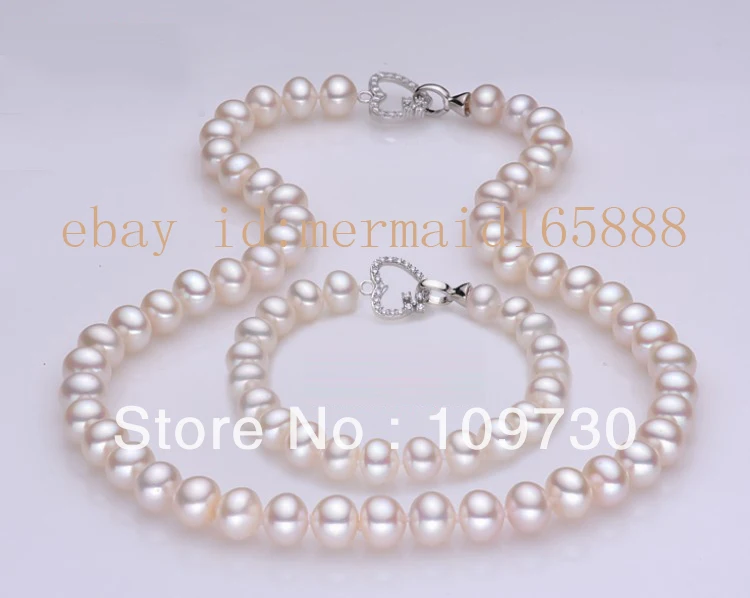 Jewelry 00188 A Set 9-10mm Purple Akoya Cultured Pearl Necklace 17"7.5" (A0423)