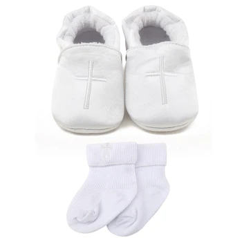 

Delebao 2018 New Design Lies Lace-up Holy White Purple Baby Christen & Baptism Shoes