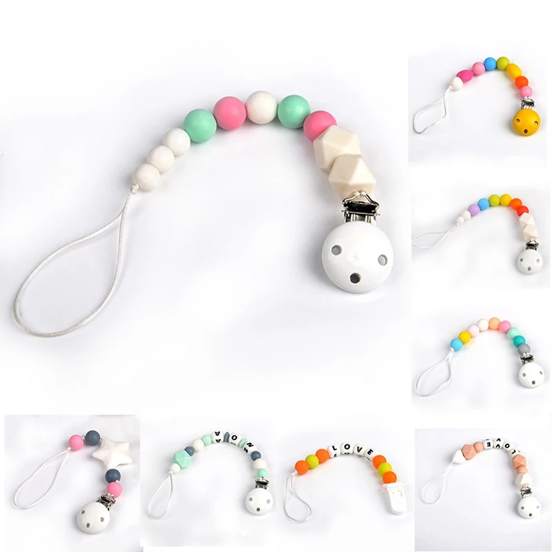 Handmade Silicone Teething Pacifier Clip Holder Baby Carrier Teething Accessory Chew Teether Toys