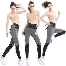 Для женщин с перекрестными ремешками леггинсы спортивный зал работает Фитнес тренировки брюки тренировочные брюки личность Сращивания Хит Цвет#35