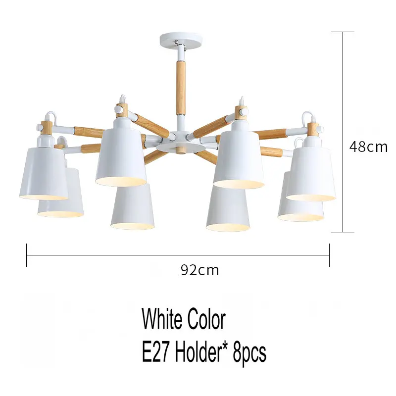 Artpad Nordic люстра лампа 3/6/8 светильник s металлический оттенок деревянный подвесной светильник для Спальня Гостиная Обеденная светильник ing светильники - Цвет абажура: White-8 lights