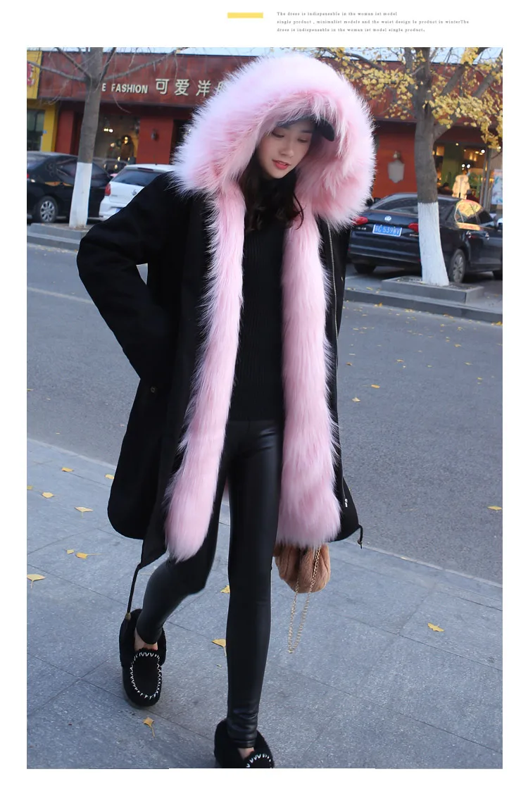 Женское зимнее плотное теплое пальто из искусственного меха, женская модная Съемная Высококачественная парка из искусственного лисьего меха размера плюс, длинная куртка Z595