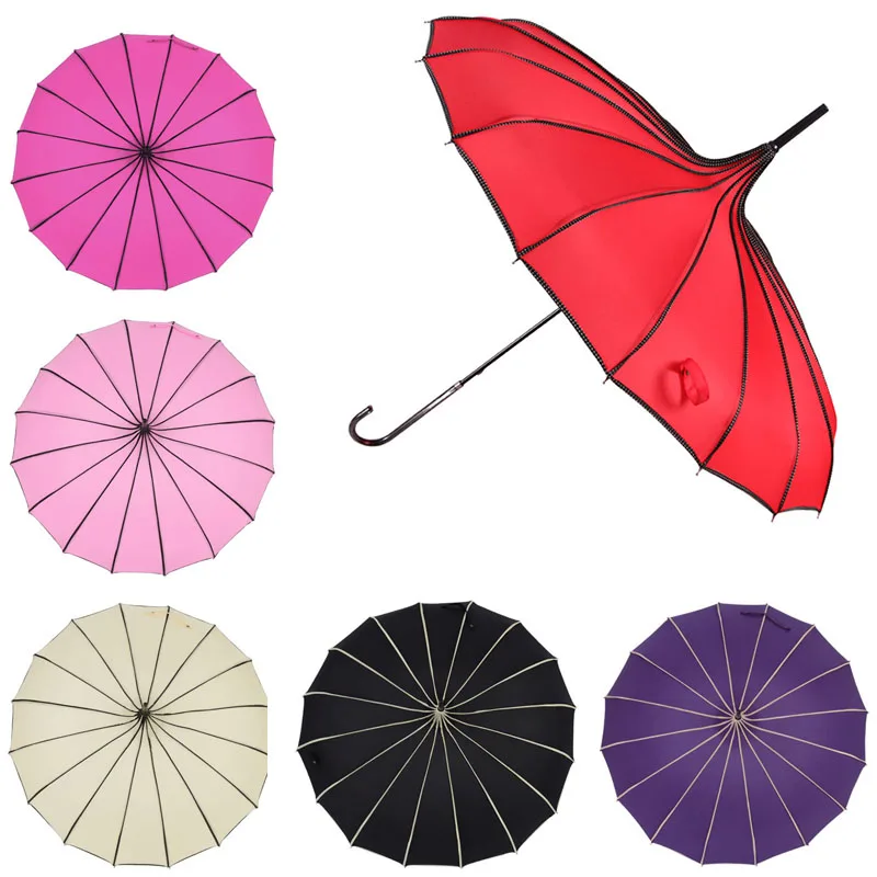 Skup Wieża Parasol w kształcie pagody dla kobiet długa rączka gotycki klasyczny Parasol kreatywny wieża Pagoda wiatroszczelne parasole słoneczne i deszczowe