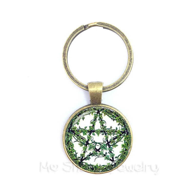 Брелок Magic Wiccan с логотипом Pentacle для мужчин и женщин мужской стеклянный кабошон Goth