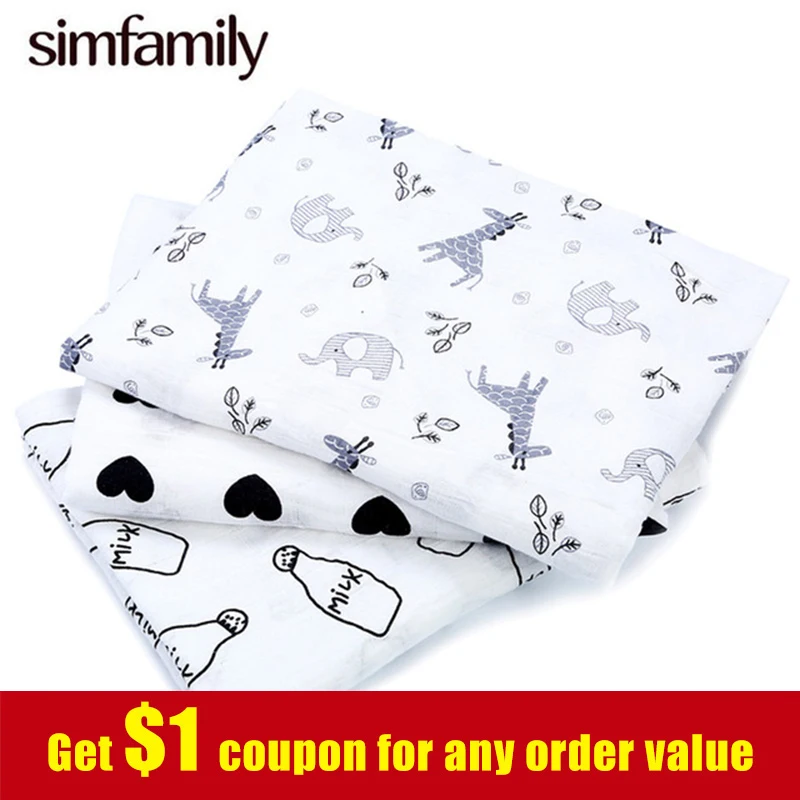 

[simfamily]1pc Baby blanket 100% cotton newborn cartoon Double Gauze swaddle wrap soft breathable Flamingo design Bed blanket