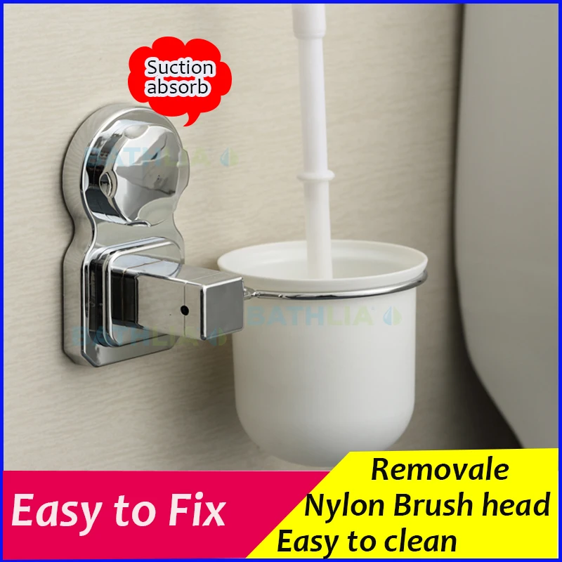Toilet Suction Brush With holder Disposable Brush Set Wall Mounted Holder With Stainless steel
