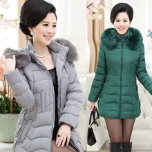 2017 HRM Middle-aged middle-aged mother women’s winter coat down padded jacket thick jacket and long sections fur collar women