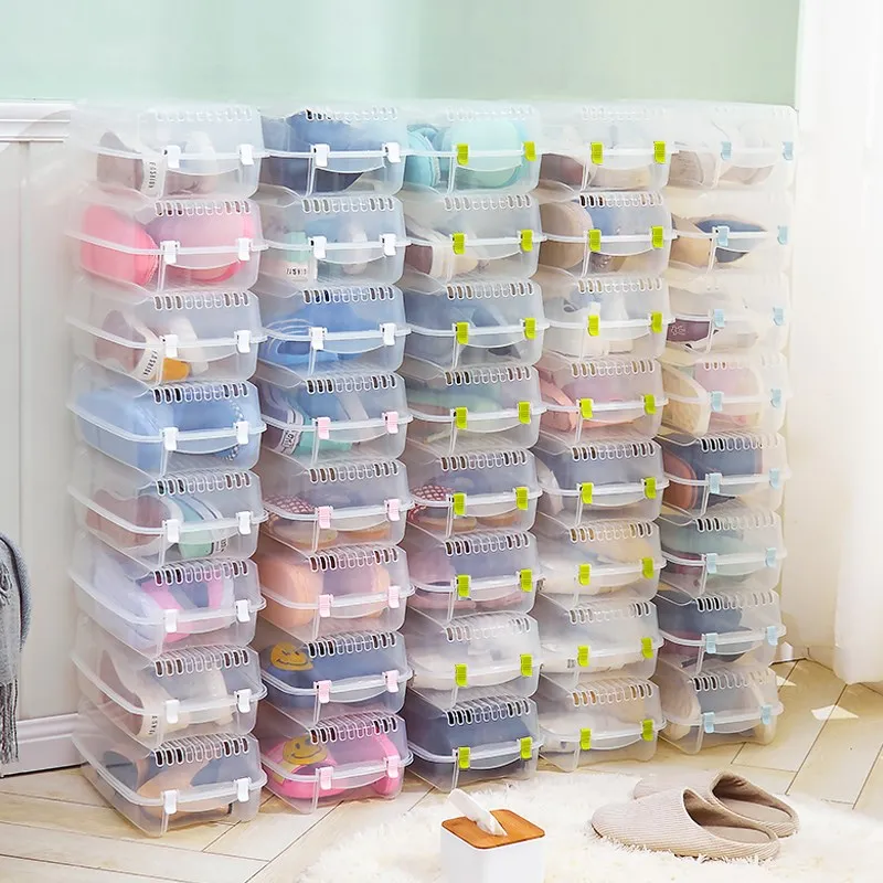 

Multifunctional Storage box Thicken Transparent Plastic Stackable Storage Case Sundries Container Home Use Shoebox
