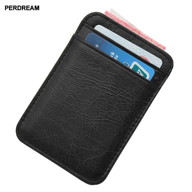 

PERDREAM Man and Woman natural Leather Card Holder Credit Card Holder 0.3mm Id Card Holder Mini Man Credit Card Wallet