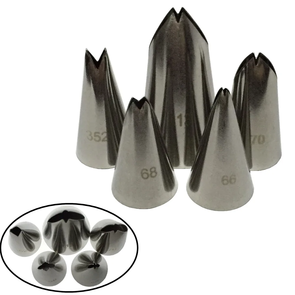 5Pcs Leaves Nozzles Stainless Steel Icing Piping Nozzles Tips Pastry Cake DRNID 