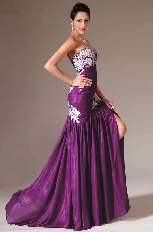 Freeshipping-Sexy-Slit-Front-Purple-Chiffon-Evening-Dresses-with-White-Lace (1)