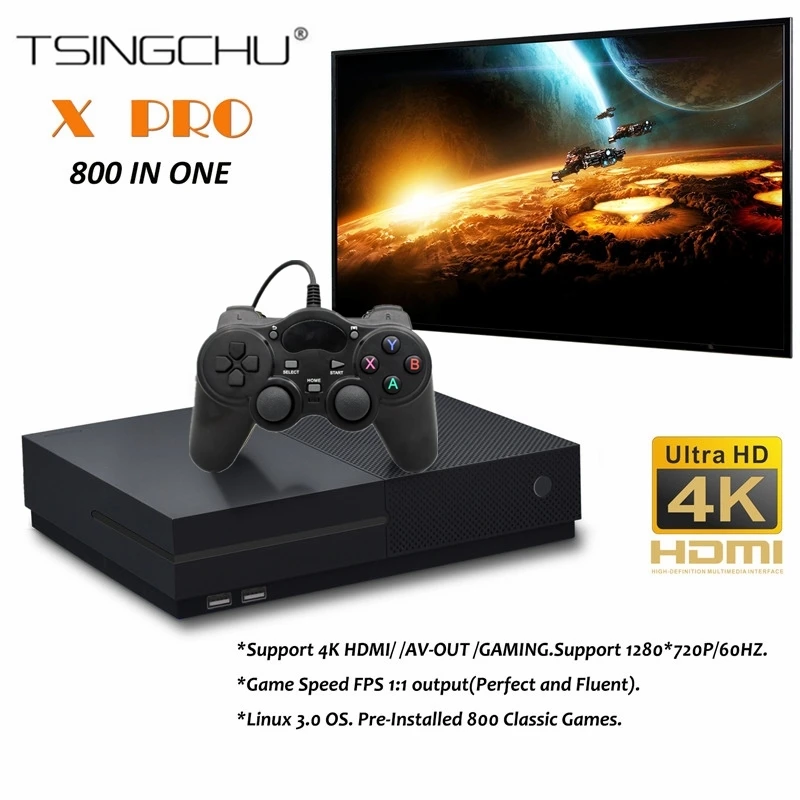 TSINGO X Pro HD 64 бит видео игровая консоль 4 к HDMI выход семейный ТВ игровой плеер встроенный в 800 классические игры для PS1/CPS/GBA/NeoGeo