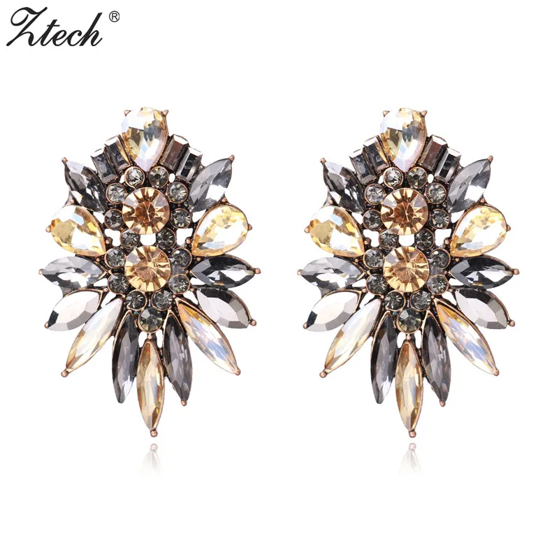 ZTech Новинка; Лидер продаж Модные себе ювелирные изделия Большой Серьги-гвоздики для Для женщин Свадебные чешские Женский Бренд Boho серьги
