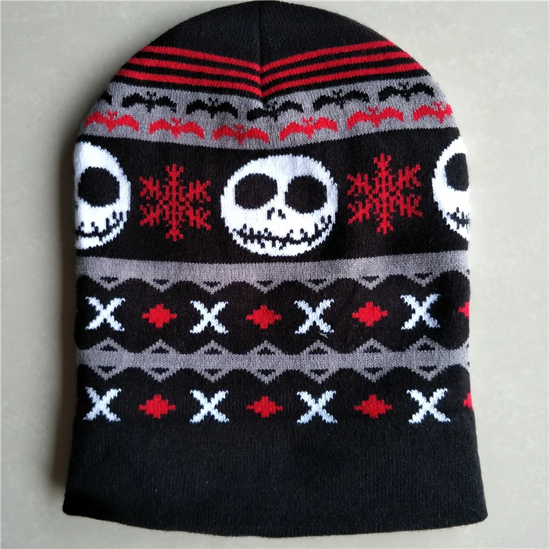 Ночь перед Рождеством Джек Скеллингтон череп хлопок вязание шапочки Детские Зимние плюшевые мягкие теплые толстые шапки