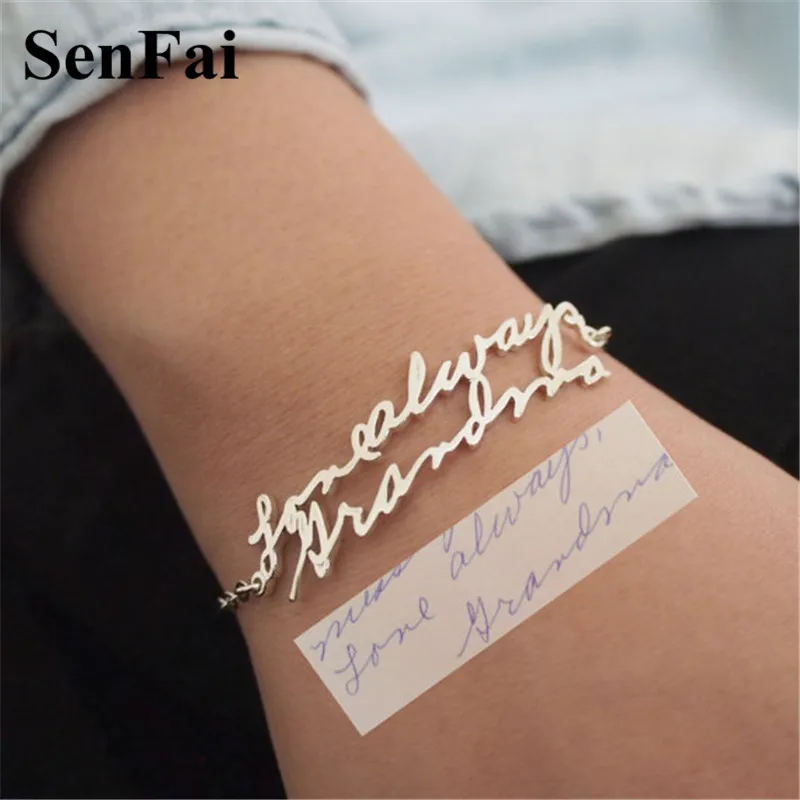 Senfai Custom font b Bracelet b font For Women Men Personalized Handwriting Signature Name font b