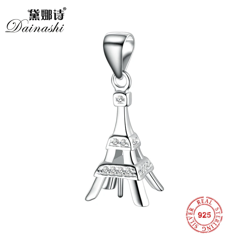 

3pcs S925 Fashion Eiffel Tower Sterling Silver Pendant Finding DIY Lady Necklace Pearl Pendant Accessories To Fit 9-10mm Pearl