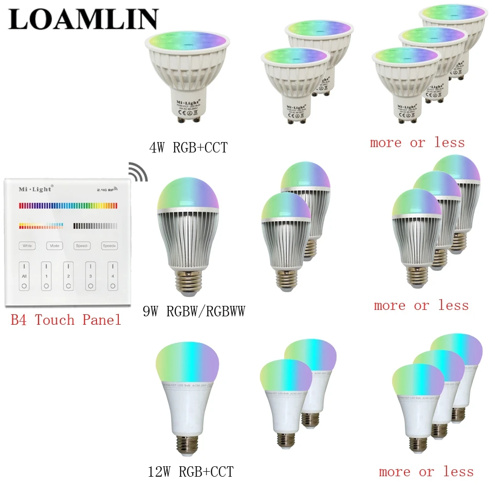 Milight диммируемая Светодиодная лампа MR16 GU10 E14 E27 2,4G Светодиодная лампа 4 Вт 5 Вт 6 Вт 9 Вт 12 Вт CCT/RGBW/RGBWW/RGB+ CCT