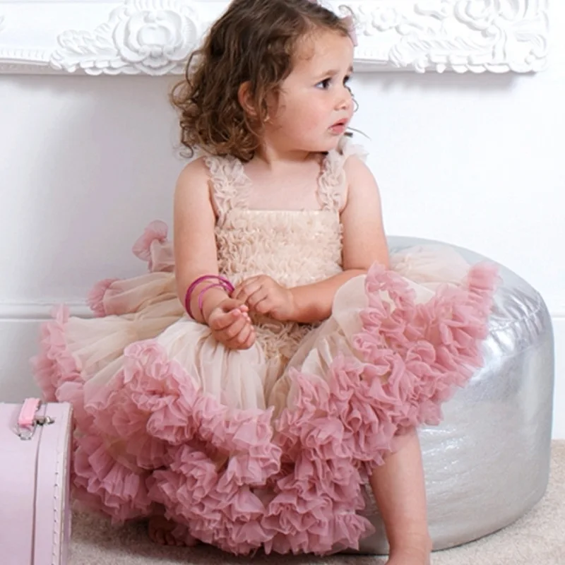 

Baby Girls Fluffy Dress Princess Girls Dance Ball Gown Tutu Dress Children Lolita Style Chiffon Dress Girls Birthday Gift D0313