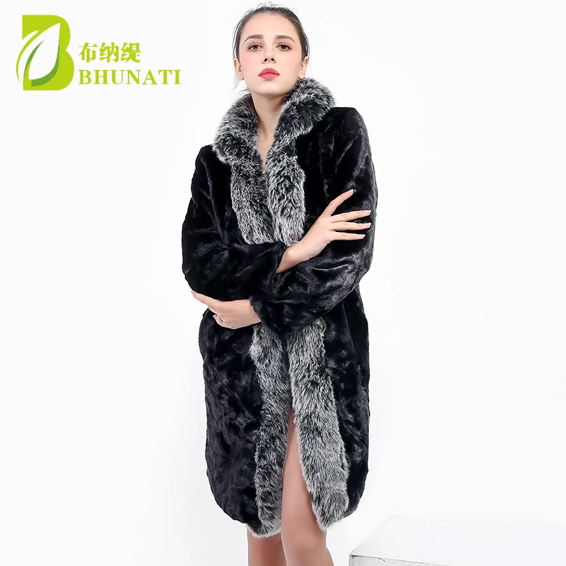 New Winter Women Black Long Fur Coat Parka Female Faux Mink Fur Thick Warm long sleeve Fur Overcoat Jacket DM084