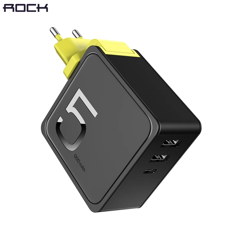 

ROCK 5000 mAh 2 in 1 Power Bank With Wall USB Charger for iPhone 6 7 8 X for Xiaomi plug Portable Power-bank battery powerbank