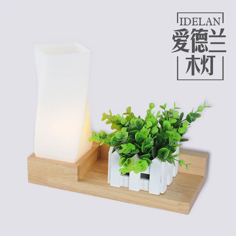 

Edelwood lamp] bedside led wall lamp bedroom living room modern simple aisle Hotel solid wood