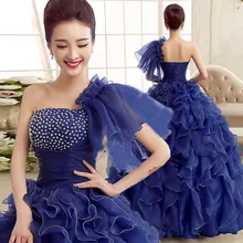 Недорогое бальное платье без бретелек на одно плечо Голубое Бальное платье с бисером длиной до пола платья с цветочным принтом vestido de casamento