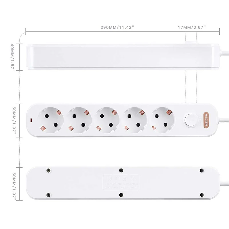 Удлинитель 1,8 м шнур медный кабель с 5 бандами 45 градусов поворачиваются слоты для ТВ ЕС разъем полосы питания Защита от перенапряжения