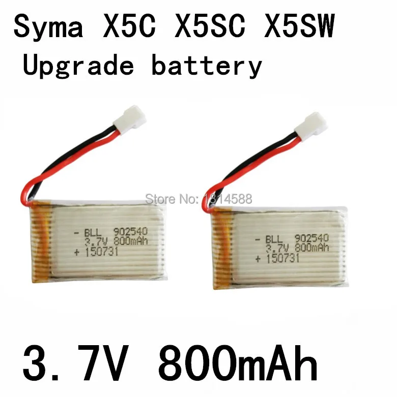 

2PCS Fast Charging 800mAh Battery For Syma X5 X5C X5SW X5C-1 V931 H5C CX-30 CX-30W Quadcopter Spare Parts With 3.7V X5C Battery