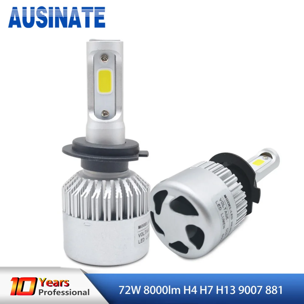 2 шт. H4 LED H7 H13 9007 881 Автомобильные светодиодные фары 72 Вт 8000LM Hi/Lo луч лампы