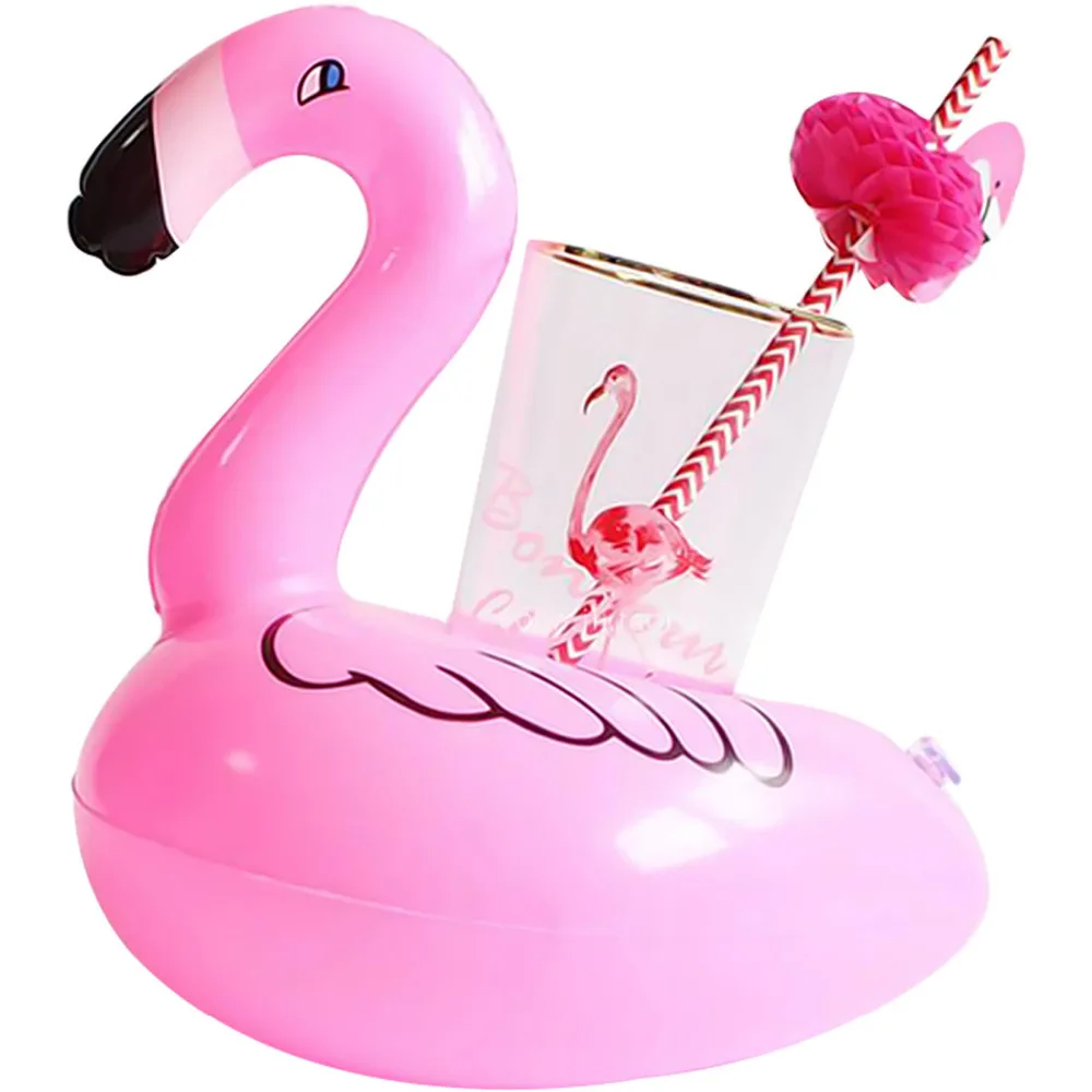 Inflatable Floating Swimming Stand Flamingo Drink Can Cell Phone Holder
