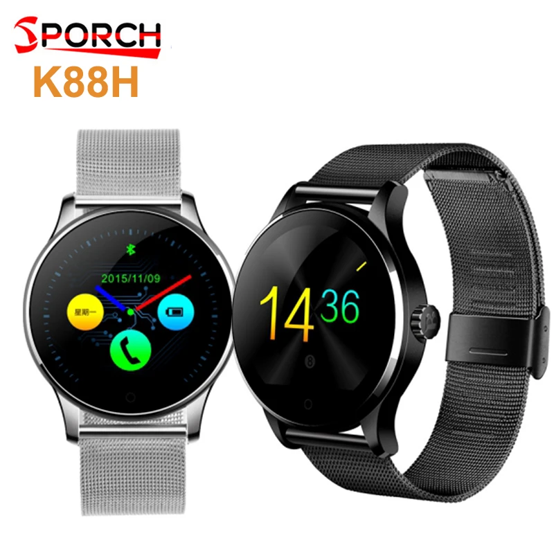 

Sproch K88H MTK2502C Bluetooth Smart Watch 2.5D HD IPS Screen Sleep Heart Rate Monitor IP54 Waterproof Smartwatch Fr Android IOS