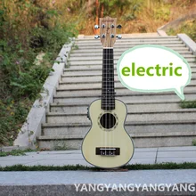 Soprano Ukulele de 21 Pulgadas Mini Guitarra Eléctrica Acústica 4 Cuerdas Madera Zebra Picea Asperata Guitarra Ukelele Artesanal Plug-in Uke