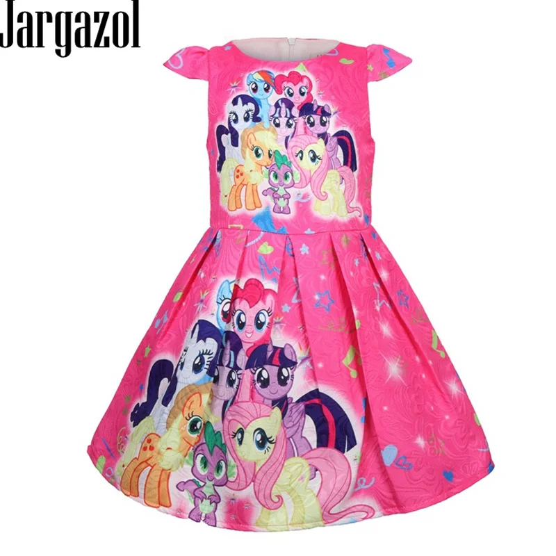 

Girl Dresses Cartoon Pony Horse Printed 2019 Fashion Summer Short Sleeve Princess Dress Party Birthday Kids Dresses for Girls