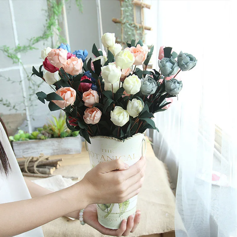 6 Heads PE Rose Flower Branch Artificial Flowers for Wedding Decoration Plastic Flowers Home Decoration Fake Flowers 6 Heads PE Rose Flower Branch Artificial Flowers for Wedding Decoration Plastic Flowers Home Decoration Fake Flowers