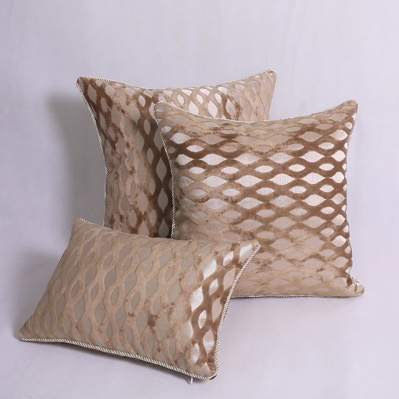 

Beige Yellow Wrinkles Design Pillowcase Luxury Solid High Precision Cushion Cover Living Room Bedroom Sofa Car Buffer Wedding