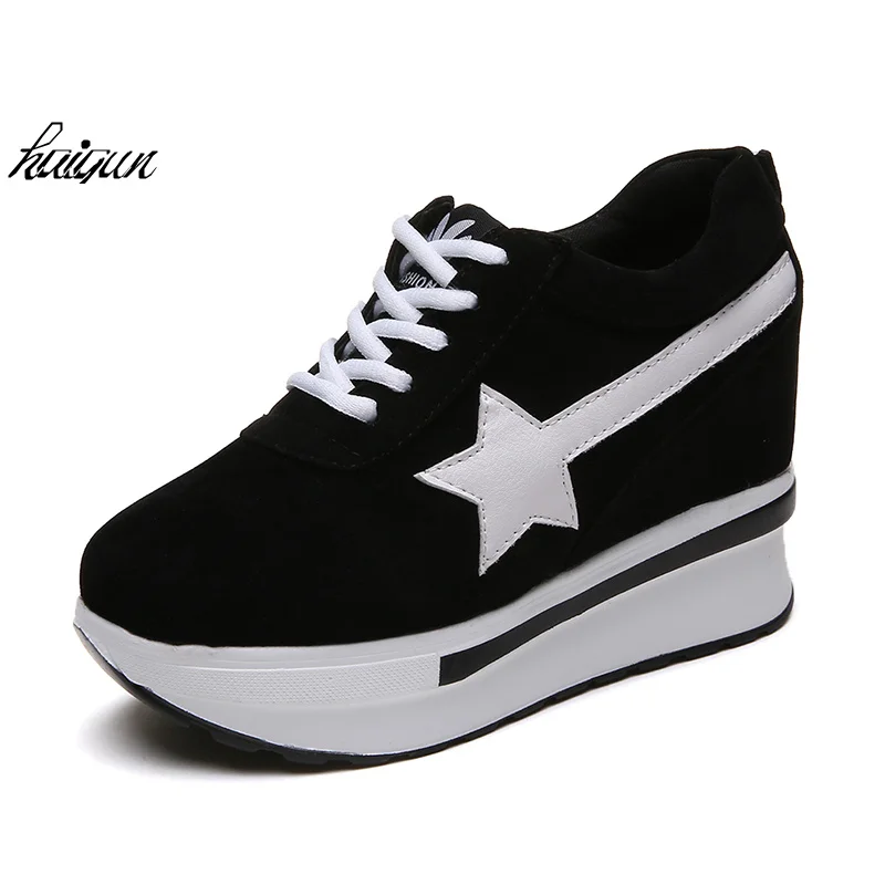 

Women Shoes 2019 spring Autumn Woman Platforms Shoes Women Retro Shoes Woman Lace-Up 10 cm High Heels Height Increasing Boots