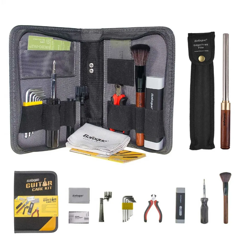 

Baroque Guitar Luthier Tool Kit Setup Measuring Ruler Nut File Cutter Plier Brush Cleaner Winder Set