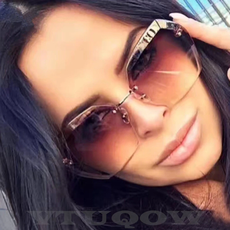 

Luxury Sunglasses Women Retro Brand Designer High Quality Rimless Sun Glasses For Women Fashion Vintage Sunglasses Female UV400