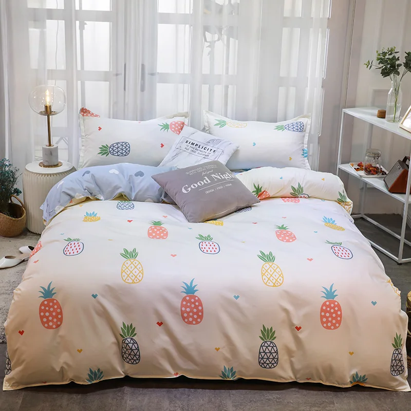

HOT sale Bedding Sets Love Duvet Cover3/4pcs Cartoon new fashion Bed sheets Single Twin Full Queen Sizes pineapple