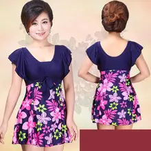 Большой купальный Купальник для пожилых мам с большой грудью, Цельный купальник с юбкой, купальный костюм